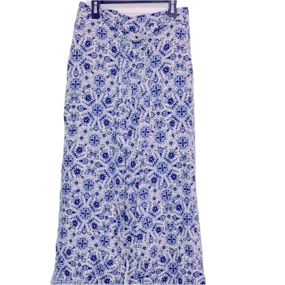 Joie Pants - Joie blue and white floral linen blend boho pants size 6